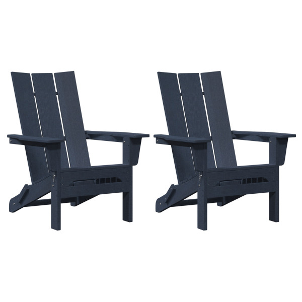 Cadeiras Adirondack Dobráveis  2 pcs Azul-marinho 74.5x80.5x90 cm HDPE M 3