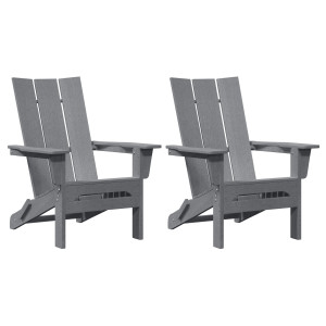 Cadeiras Adirondack Dobráveis  2 pcs Cinza Claro 74.5x80.5x90 cm HDPE H
