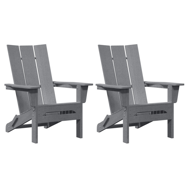 Cadeiras Adirondack Dobráveis  2 pcs Cinza Claro 74.5x80.5x90 cm HDPE M 3