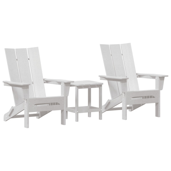 Conjunto de Lounge de Jardim 3 Peças  Branco HDPE M 2