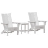 Juego de lounge de jardín  3 piezas blanco HDPE. Silla Adirondack plegable  blanca 74.5x80.5x90 cm HDPE. Mesa lateral Adirondack 2