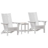 Juego de lounge de jardín  3 piezas blanco HDPE. Silla Adirondack plegable  blanca 74.5x80.5x90 cm HDPE. Mesa lateral Adirondack 3