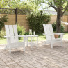 Juego de lounge de jardín  3 piezas blanco HDPE. Silla Adirondack plegable  blanca 74.5x80.5x90 cm HDPE. Mesa lateral Adirondack 5
