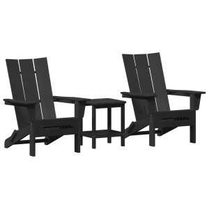 Conjunto de Lounge de Jardim  3 Peças Preto HDPE H