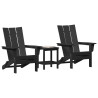 Conjunto de Lounge de Jardim  3 Peças Preto HDPE 3