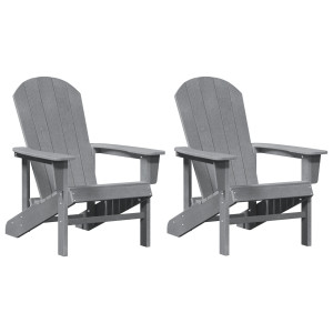 Sillas Adirondack  2 pcs Gris Claro 74x82x90 cm HDPE. Silla Adirondack  Gris Claro 74x82x91 cm HDPE H