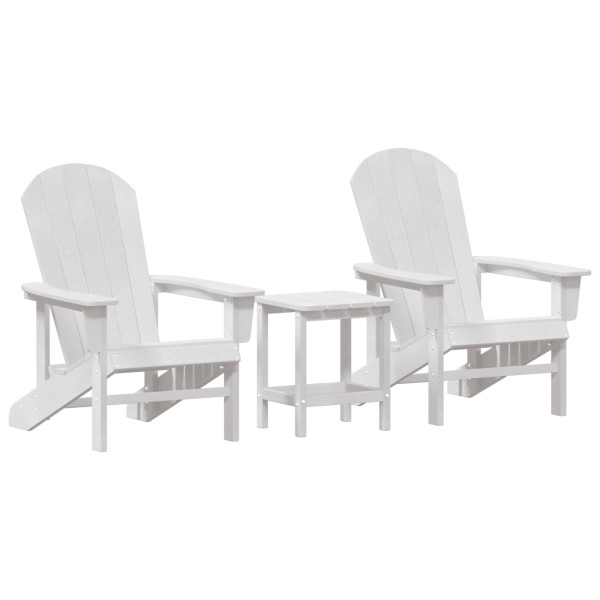 Conjunto de Lounge de Jardim 3 Peças Branco HDPE M 2