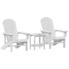 Juego de Jardín de 3 Piezas  Blanco HDPE. Silla Adirondack  Blanca 74x82x91 cm HDPE. Mesa Auxiliar Adirondack  Blanca 38x38x45 c 3