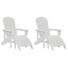 Cadeiras Adirondack  com Apoios de Pés 2 pcs Branco HDPE 2