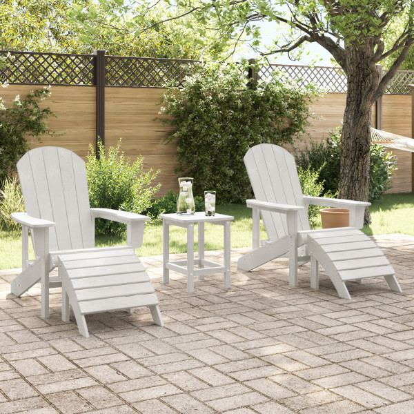 Sillas Adirondack  con Reposapiés 2 pcs Blanco HDPE. Silla Adirondack  con Reposapiés Blanco HDPE M 4