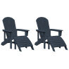 Sillas Adirondack de  con reposapiés 2 pcs Azul Marino HDPE. Silla Adirondack de  con reposapiés Azul Marino HDPE 2