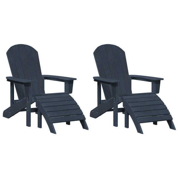 Sillas Adirondack de  con reposapiés 2 pcs Azul Marino HDPE. Silla Adirondack de  con reposapiés Azul Marino HDPE M 3