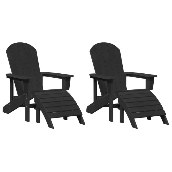 Sillas Adirondack  con Reposapiés 2 pcs Negro HDPE. Silla Adirondack  con Reposapiés Negro HDPE M 3