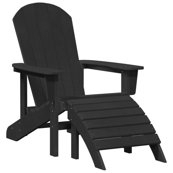 Cadeiras Adirondack  com Apoios de Pés 2 pcs Preto HDPE M 5