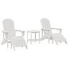 Juego de Jardín de 3 Piezas Blanco HDPE.  Silla Adirondack con Reposapies Blanco HDPE.  Mesa Lateral Adirondack Blanca 38x38x45  2