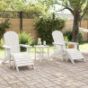 Juego de Jardín de 3 Piezas Blanco HDPE.  Silla Adirondack con Reposapies Blanco HDPE.  Mesa Lateral Adirondack Blanca 38x38x45  5