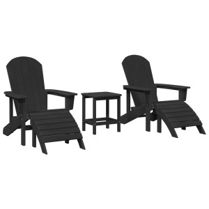 Conjunto de Lounge para Jardim  3 Peças Preto HDPE H