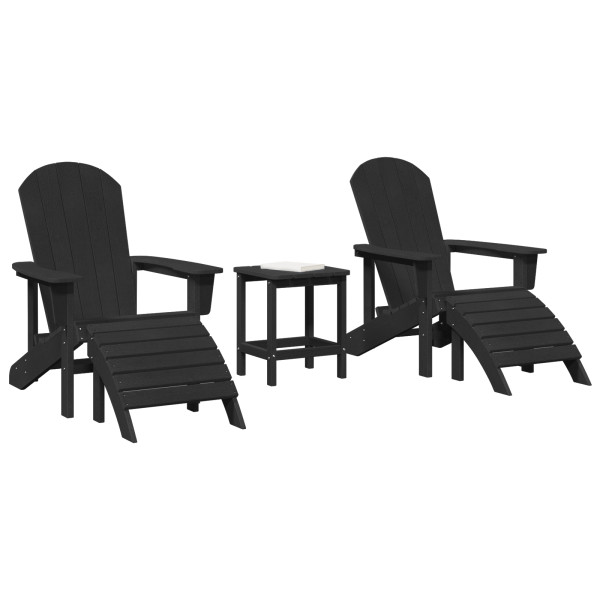 Conjunto de Lounge para Jardim  3 Peças Preto HDPE M 3
