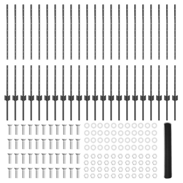 Postes de Cerca  22 pcs U-Channel Gris 100 cm Acero. Cerca Hexagonal  Gris 1x50 m Acero M 4