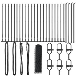 Cerca Hexagonal  Gris 1x50 m Acero. Postes de Cerca  con Placas de Base 13 pcs Ø32mm 110cm Acero Galvanizado H