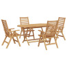 Set de Comedor de Jardín  de 5 Piezas Plegable Madera Maciza de Teca. Sillas de Jardín  2 pcs Madera Maciza de Teca 2