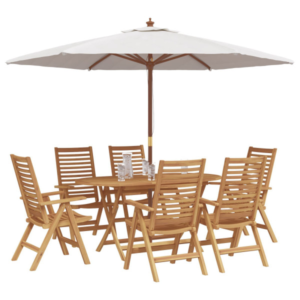 Conjunto de Comedor de Jardín  de 7 Piezas Plegable de Madera Maciza de Teca. Sillas de Jardín  2 pcs de Madera Maciza de Teca M 3