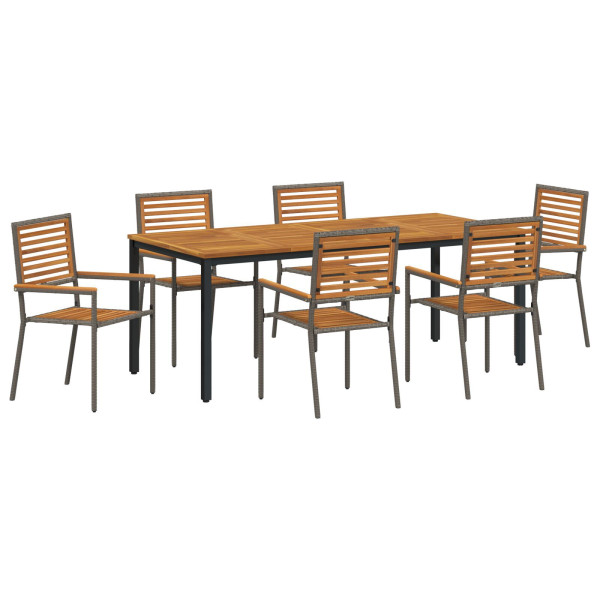 Conjunto de Comedor de Jardín Set de 4 Gris. Marrón Metal. Madera M 2