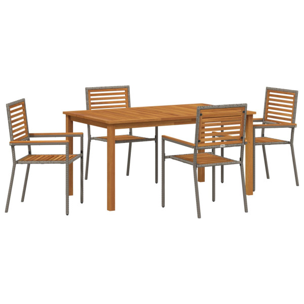 Conjunto de Jantar de Jardim 5 pcs Cinzeto 150 x 90 x 74 cm M 2