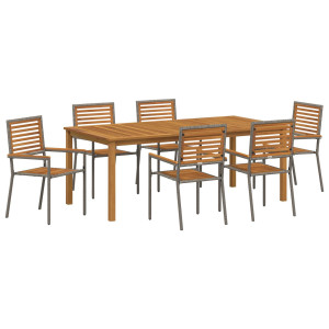 Conjunto de Jantar de Jardim 7 pcs Cinzeto 150 x 90 x 74 cm H