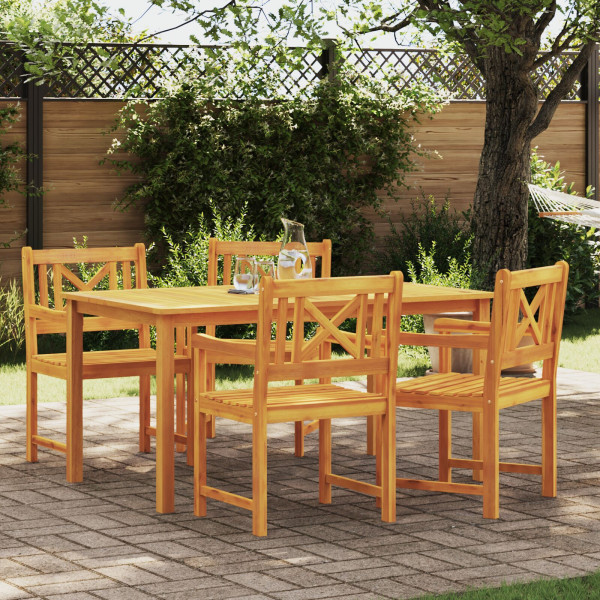 Set de Comedor de Jardín de 5 Piezas de Madera Maciza de Acacia D