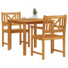 Juego de Comedor de Jardín  de 3 Piezas de Madera Maciza de Acacia. Sillas de Jardín  2 pcs 56x56x90 cm de Madera Maciza de Acac 3