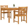 Juego de comedor de jardín  de 3 piezas de madera sólida de acacia. Sillas de jardín  2 pcs 56x56x90 cm de madera sólida de acac 3
