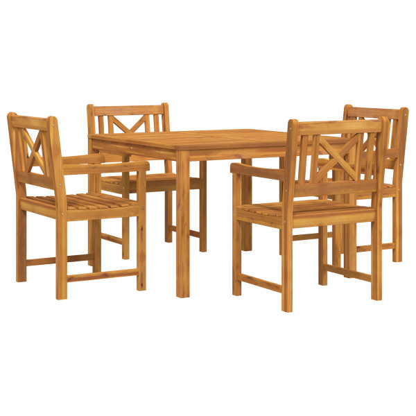 Conjunto de Comedor de Jardín  de 5 Piezas de Madera Maciza de Acacia. Sillas de Jardín  2 pcs de Madera Maciza de Acacia M 2