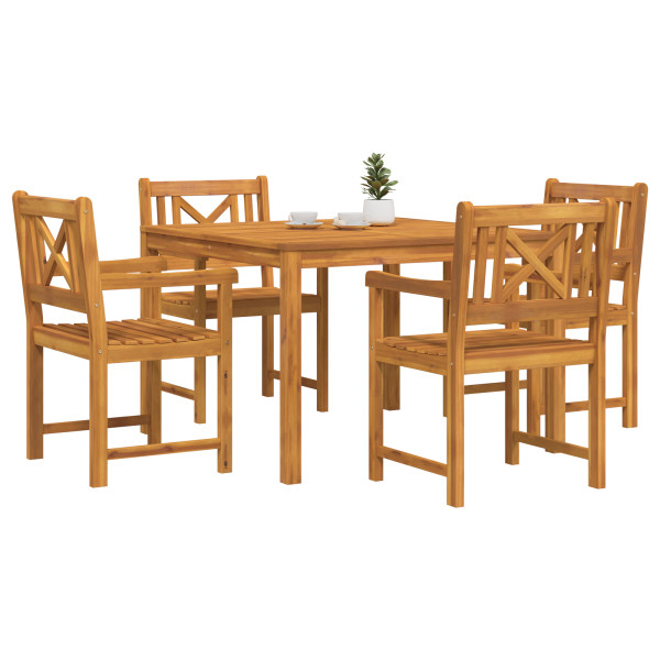 Conjunto de Comedor de Jardín  de 5 Piezas de Madera Maciza de Acacia. Sillas de Jardín  2 pcs de Madera Maciza de Acacia M 3