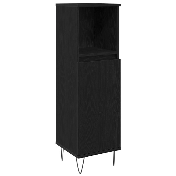 Conjunto de Móveis de Banheiro em 3 Peças Carvalho Preto Madeira Engenheirada M 4