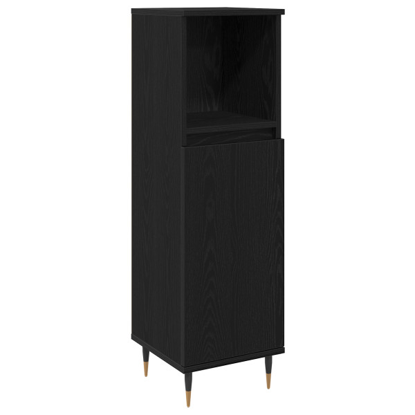 Conjunto de Muebles de Baño  de 3 piezas Roble Negro Madera de Calidad. Armario de Baño  Roble Negro 30x30x190 cm Madera de Cali M 4