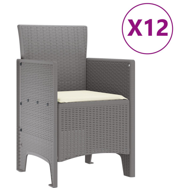 Conjunto de Comedor de Jardín  de 13 Piezas con Cojines Gris Claro Poliratán. Mesa de Jardín  Gris Claro 150x100x73 cm Poliratán M 5