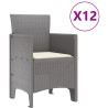 Conjunto de Comedor de Jardín  de 13 Piezas con Cojines Gris Claro Poliratán. Mesa de Jardín  Gris Claro 150x100x73 cm Poliratán 5