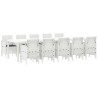 Conjunto de comedor de jardín de 11 piezas  con cojines Blanco Poliratán. Mesa de jardín  Blanca 150x100x73 cm Poliratán. Sillas 2