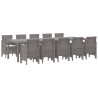 Conjunto de Comedor en el Jardín  de 11 Piezas con Cojines Gris Claro Poliratán. Mesa de Jardín  Gris Claro 150x100x73 cm Polira 2