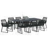 Juego de Comedor de Jardín de 9 Piezas Negro Poliratán.  Mesa de Jardín Extensible Anthracite (140-210)x90x73 cm Acero 3