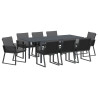 Juego de Comedor de Jardín de 9 Piezas con Cojines Ratan Negro Poliéster.  Mesa de Jardín Extendible Antracita (140-210)x90x73 c 2