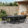 Juego de Comedor de Jardín de 10 Piezas con Cojines Negro Rattan Sintético.  Mesa de Jardín Extensible Anthracite (140-210)x90x7 3