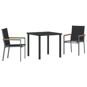 Set de Comedor de Jardín de 5 Piezas en Textileno Negro y Acero H