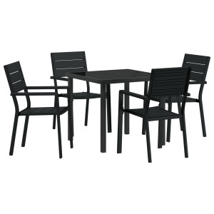 Conjunto de Jantar de Jardim com 5 Peças Preto em HDPE H