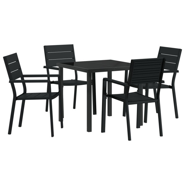 Conjunto de Jantar de Jardim com 5 Peças Preto em HDPE M 2