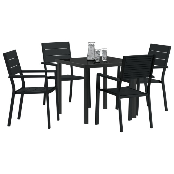 Conjunto de Jantar de Jardim com 5 Peças Preto em HDPE M 3
