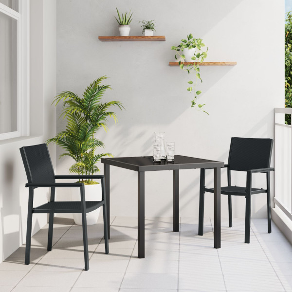 Set de Comedor de Jardín de 3 Piezas Negro de Poliratán D