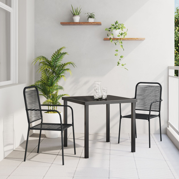 Conjunto de Comedor de Jardín de 5 Piezas Cuerda de Algodón y Acero Negro D