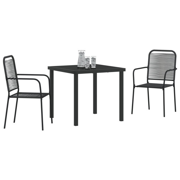 Conjunto de Comedor de Jardín de 5 Piezas Cuerda de Algodón y Acero Negro M 3